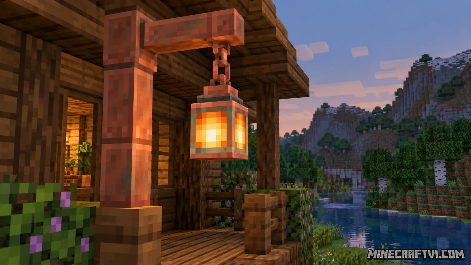 Ảnh minh họa đèn đồng trong thế giới Minecraft