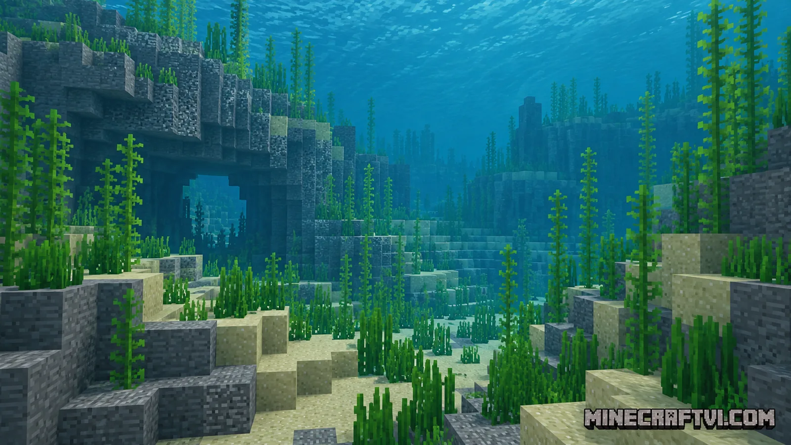 Ảnh minh họa môi trường dưới nước trong Minecraft